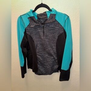 Active Life Women’s XL Teal and Gray Half-Zip Hoodie Athletic